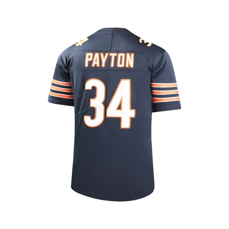 تي شيرت كلاسيكي لكرة القدم الأمريكية للرجال برقبة على شكل حرف V تي شيرت صيفي للتدريب الرياضي للرجبي بأكمام قصيرة قميص شيكاغو الدببة # 34