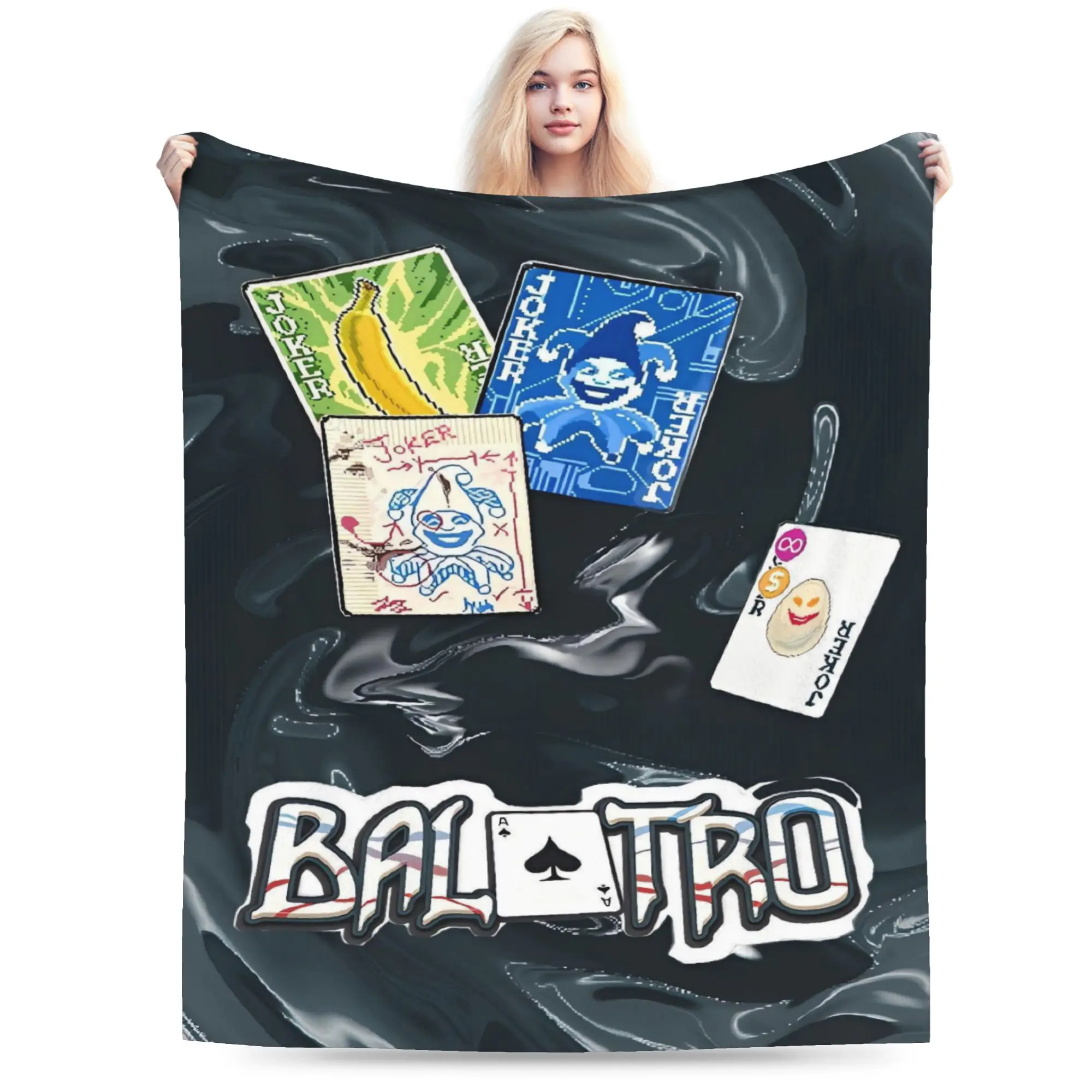 Balatro Game Card Joker Super Warm Blanket  Travel Plush Throw Blanket Comfortable Couch Chair Flannel Bedspread Sofa Bed Cover