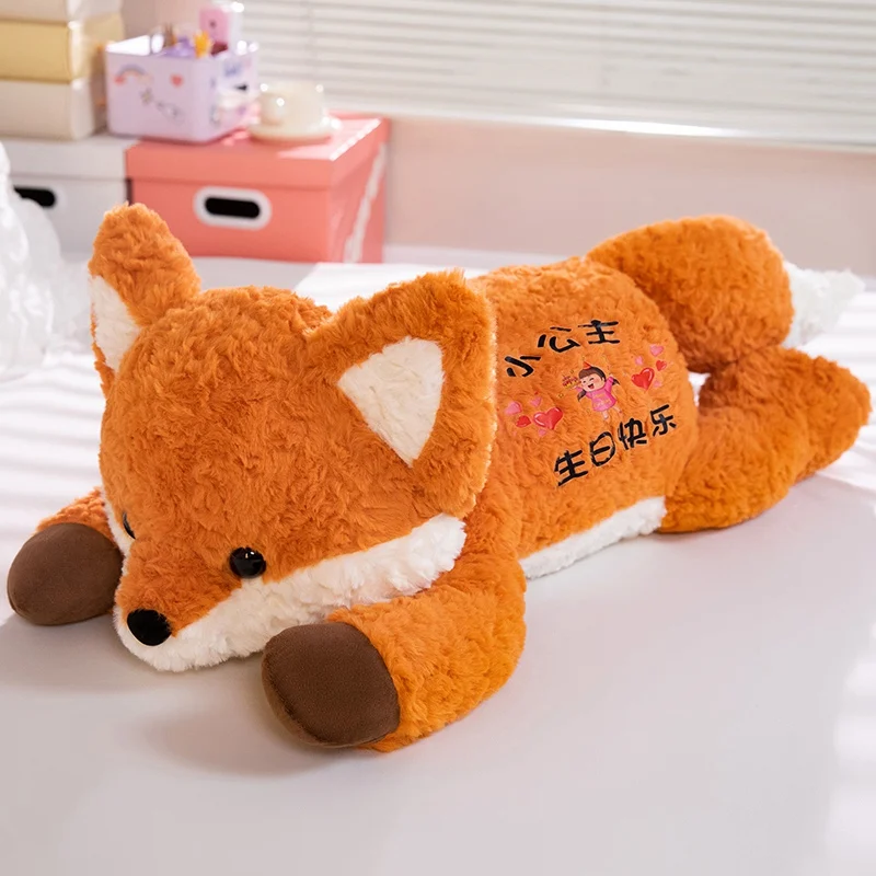 100 cm Grote Kawaii Vos Knuffels Cartoon Knuffeldier Leuke Zachte Knuffelige Baby Plushie Kussen Liggen Gevoelig Speelgoed voor Meisjes Gift Decor