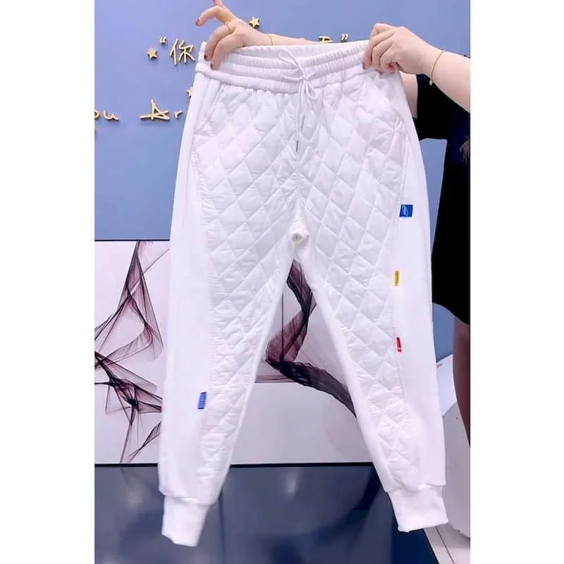 Spodnie haremowe dla kobiet spodnie w stylu vintage koreańska moda Casual zimowe pikowane zagęszczone spodnie dresowe latarniowe Trend odzież damska