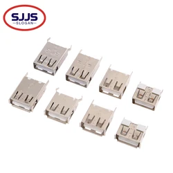 【50-10PCS】USB 2.0 4Pin A Type Female Socket Connector G54 2 feet 90 degree Data Transmission Charging Bent foot straight in
