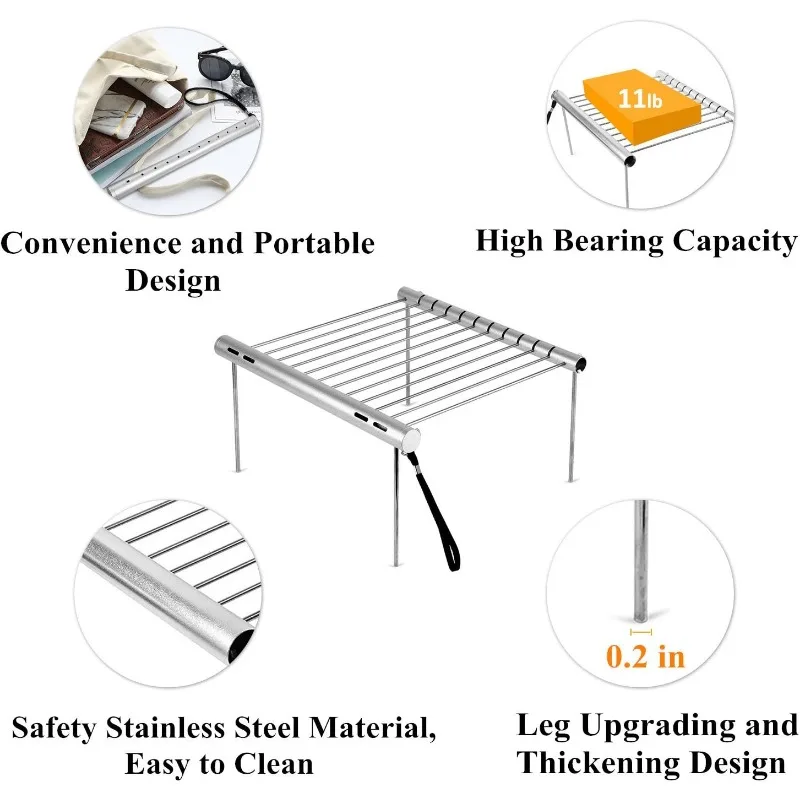 Convenient Mini Barbecue Grill with Stainless Steel Folding Grill Suitable for Cooking Picnics Camping Travel and Barbecue Tools