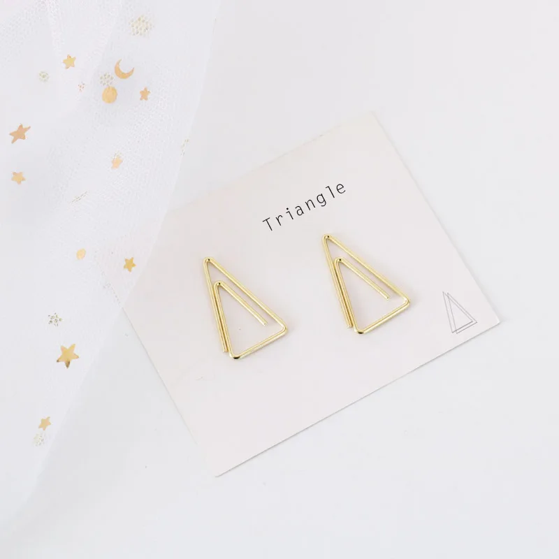 Electroplated Imitation Gold Triangle Paper Clip Metal Paper Pin Simple Shape Office Stationery Accessories Book Clip Shape Clip