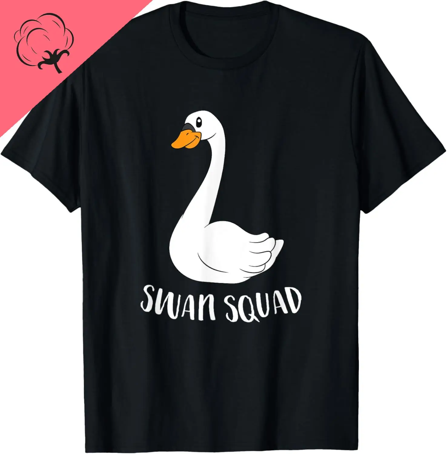 Cute Swan Squad Funny Team Swans T-Shirt Cotton Harajuku Short Sleeve Breathable and Comfortable Mens T Shirt Ropa Hombre