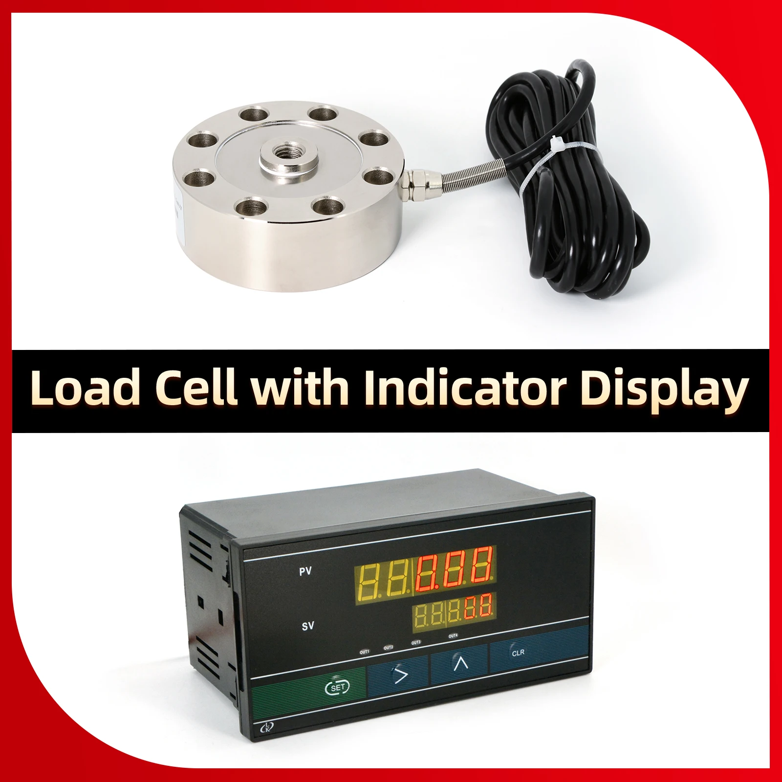 

∅72 Spoke Load Cell Sensor+Indicator Display,Test Compressive force and tensile force,Alarm mode,Relay Control Output,100KG