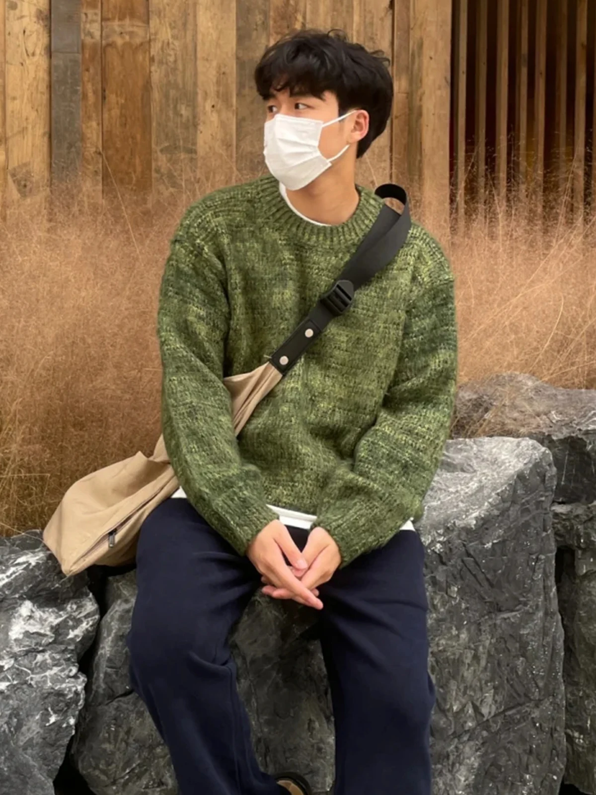 

Retro een Men's Knitwear Loose Casual round Ne Sweater Autumn Winter Korean Sle Lazy Faion Versatile Leisure Top