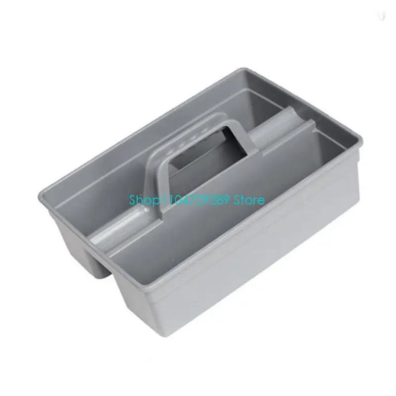 D8KE Utility Supply Tray Plastic Tool Box With Open Compartments and Center Carry Handle for Garage Storage, Cleaning Jobs, and
