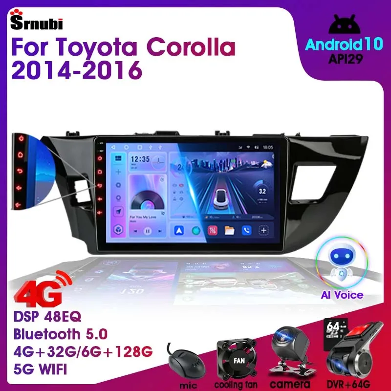 Radio con GPS para coche, reproductor Multimedia con Android 12, 2 Din, vídeo, MP5, estéreo, Carplay, unidad principal, para Toyota Corolla Ralink