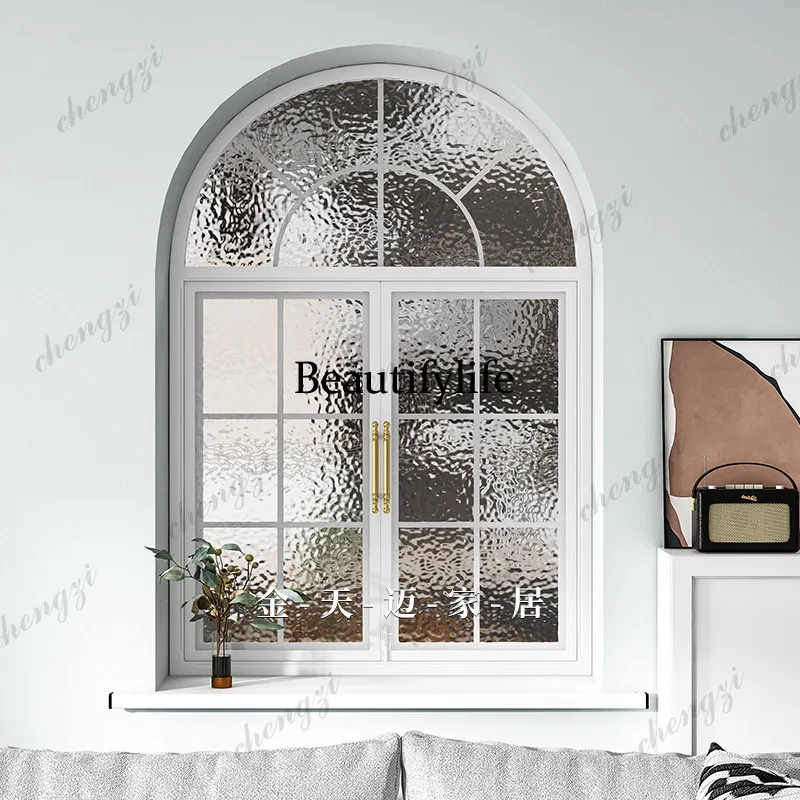 H134 wrought iron casement window arched floor-to-ceiling window study attic lighting window
