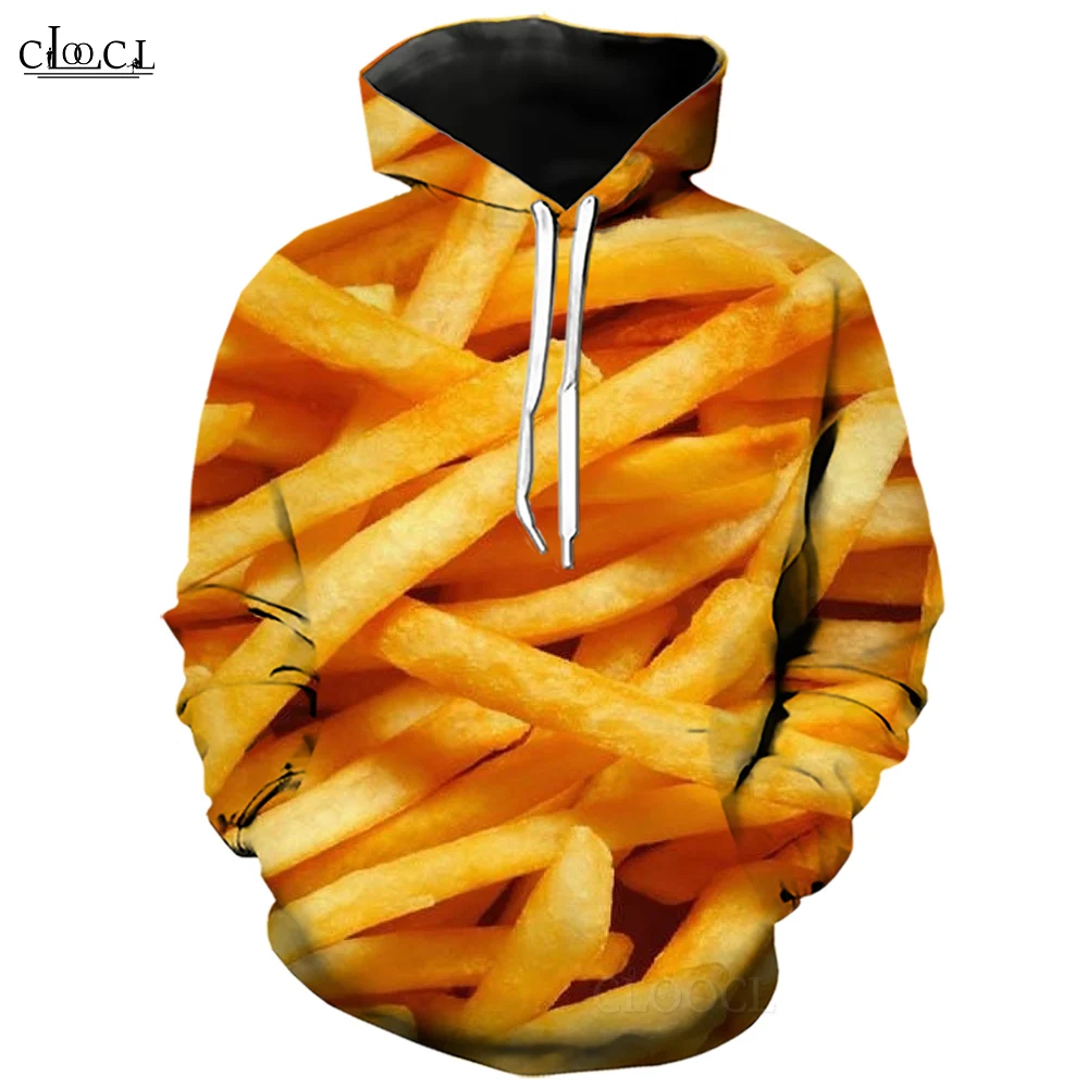 CLOOCL Hoodies for Men Tasty Potato Chips Graphic Sweatshirts Loose Casual Trendy Streetwear Hoody Tracksuit Asian Size S-5XL