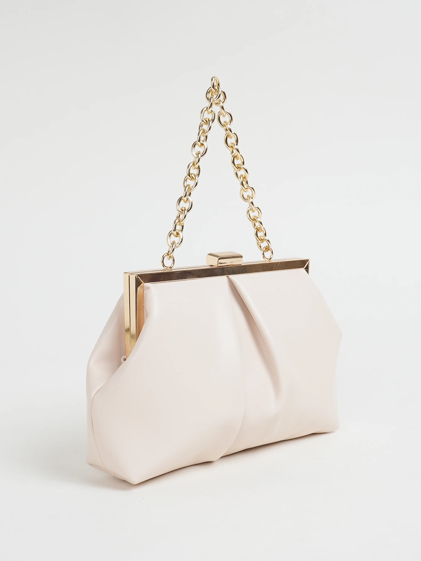 1 Stück Elegante Abendtasche aus Metallic-PU-Leder mit Falten und Kiss-Lock-Verschluss, Glänzender Metallkettenhalter-Rahmen, Crossbody-Clutch-Tasche – Detail 18