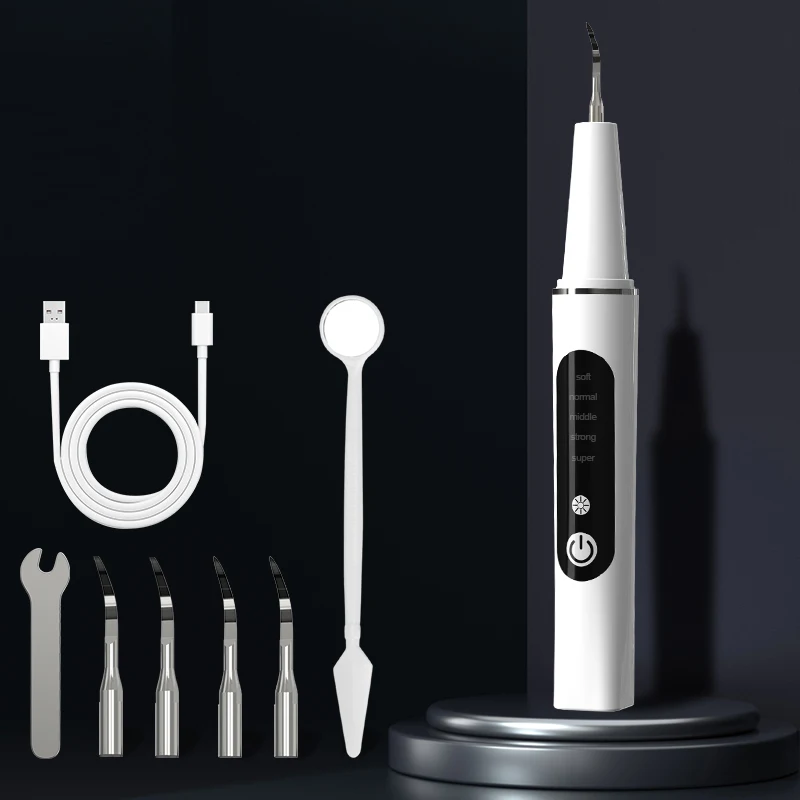 Electric teeth whitening device, dental flosser, with 4 replaceable heads, 5 modes, waterproof teeth whitening set for home