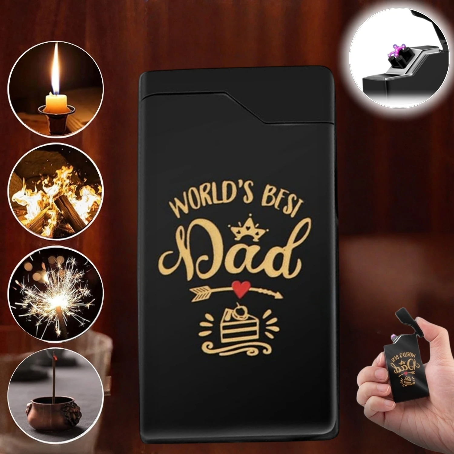 Cadeau pour la fête des pères, briquet électrique avec 75 °   Tête d'allumage avec protection contre la coupure automatique et indicateur de puissance intelligent