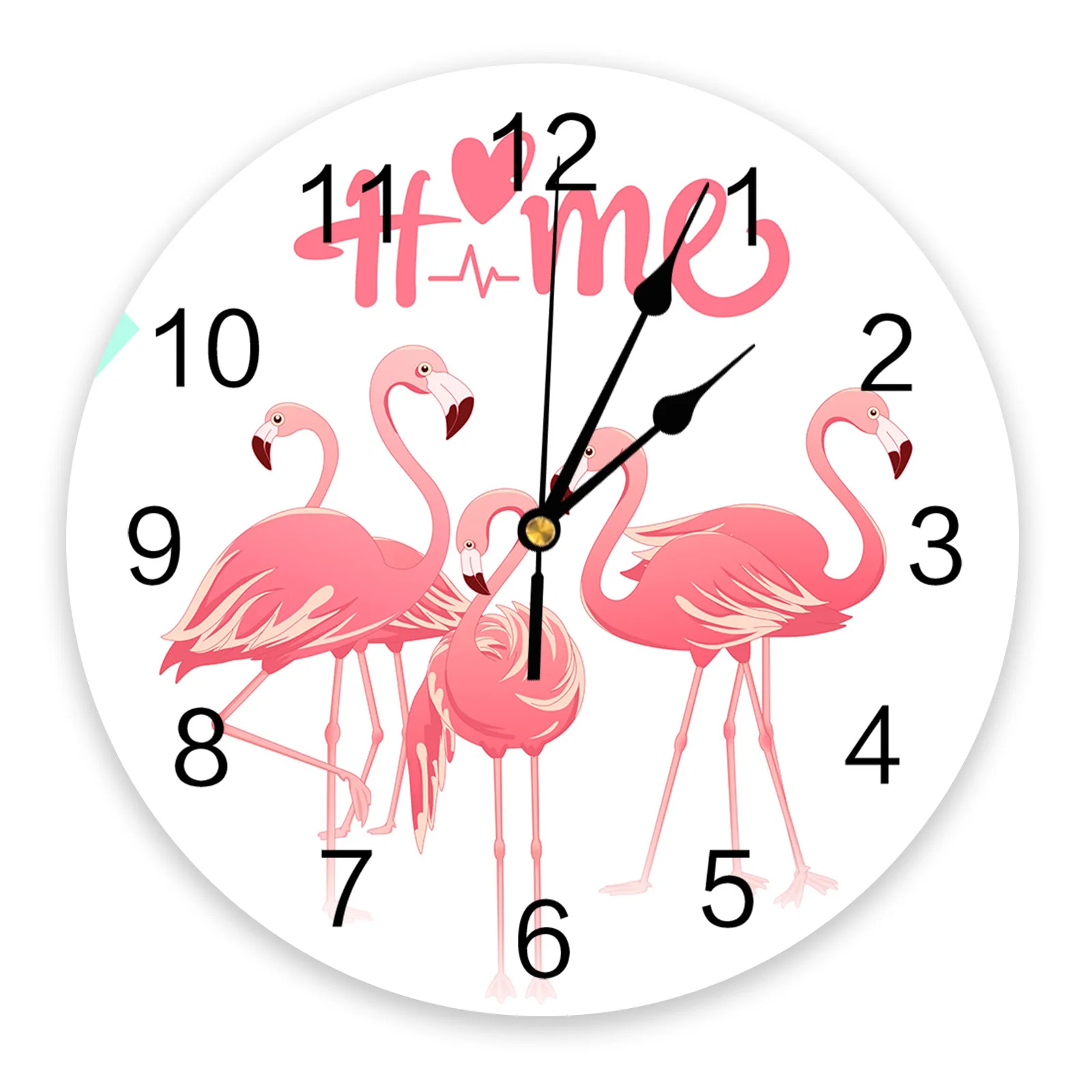 Flamingo Tropical Summer Home Love Large Wall Clock Dinning Restaurant Cafe Decor Round Wall Clocks Silent Home Decoration