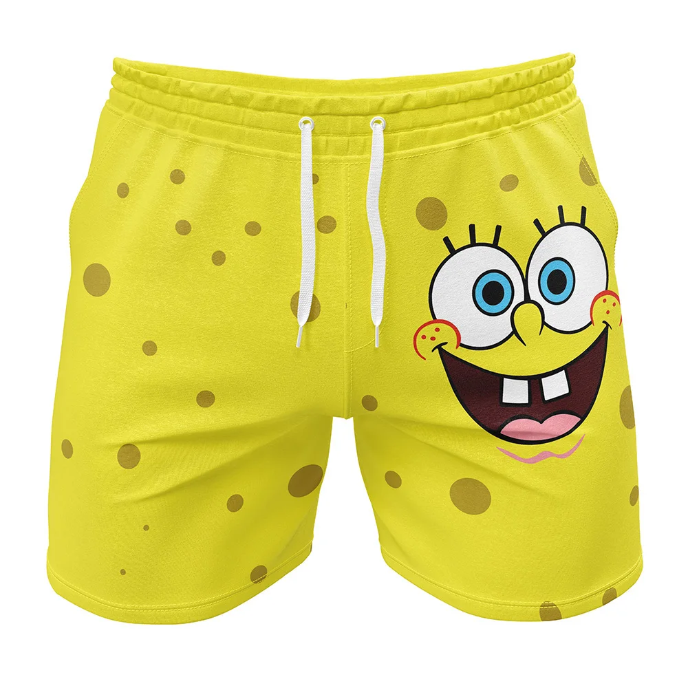 Potdemiel SpongeBob SquarePants Smile Face Allover Print Adult Kids Athleisure Shorts Family Summer Quick-dry Soft Lightweight