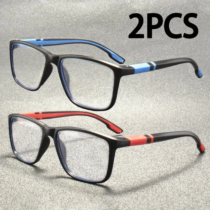 2er-Pack Lesebrillen, Unisex, leichte und rutschfeste Seniorenbrillen, blaues/rotes Akzentdesign, eleganter Stil
