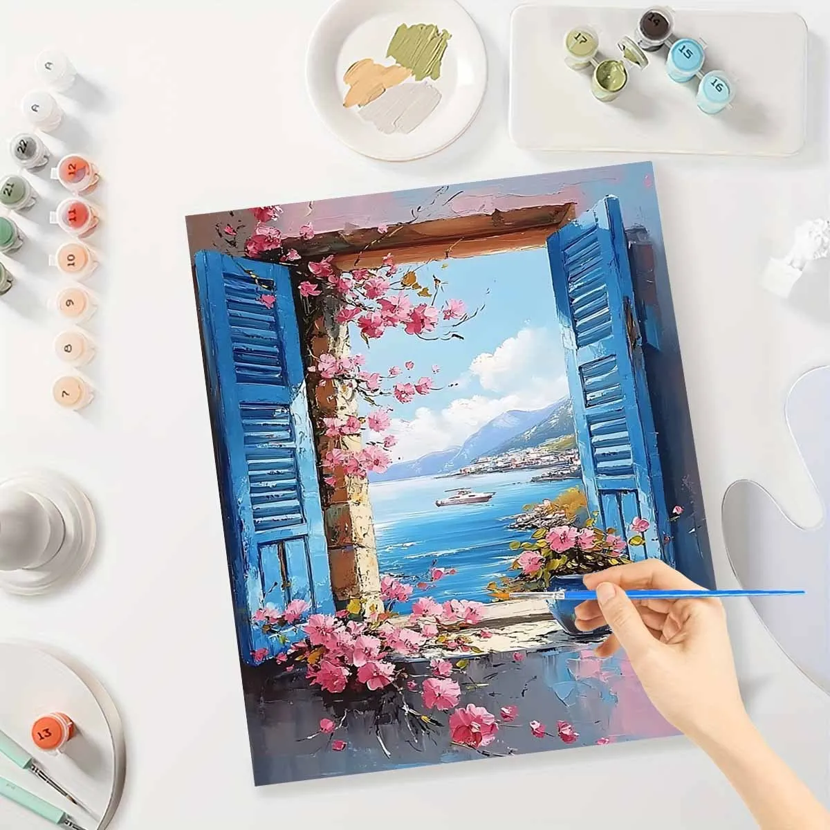 

Adult Digital Oil Painting DIY - Window View Home Decoration Beginners Relax Creative Gifts for Men and Women