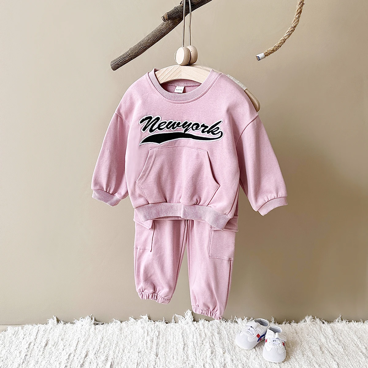 Spring Autumn Infant Baby Boys Clothes Sets New York Long Sleeve Pullover+Pants Sports Suit Kids Clothing Loose Set Baby Girls