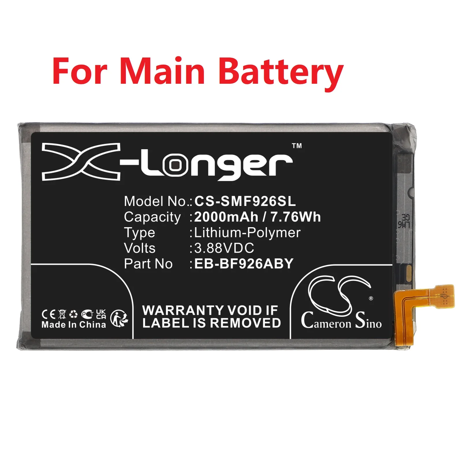 

Аккумулятор 3.88V 2000mAh/2200mAh EB-BF927ABY для Samsung Galaxy Z Fold 3 5G, SM-F9260, W2022, F926B, F926W, F926U, F926N, F926T, SM-F926J