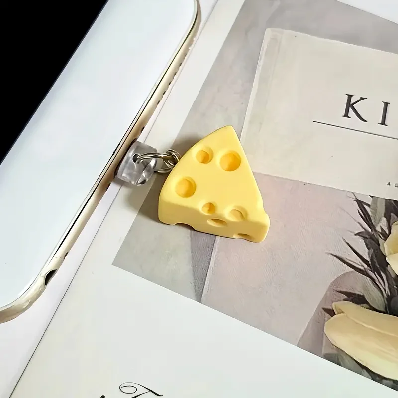 

1 Pcs Cute Practical Mini Resin Cheese Charm Dust Plug Accessory for Mobile Phone, Tablets, Laptops, Type-C & Lightening Port
