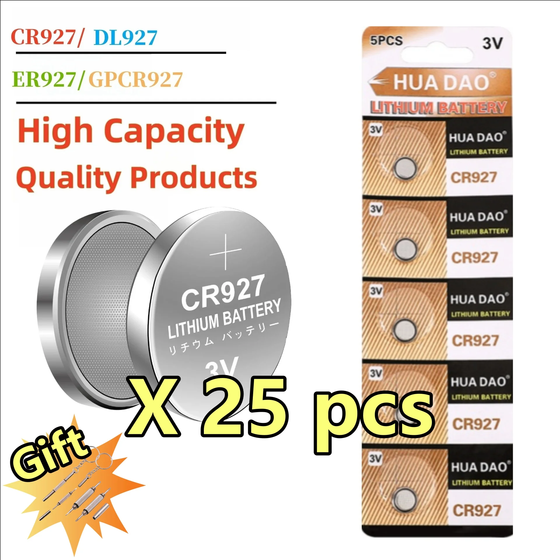 

25PCS 35mAh CR927 Batteries 927 DL927 BR927 ECR927 5011LC 3V Lithium Coin Cells Button Battery For Watch Control Toys