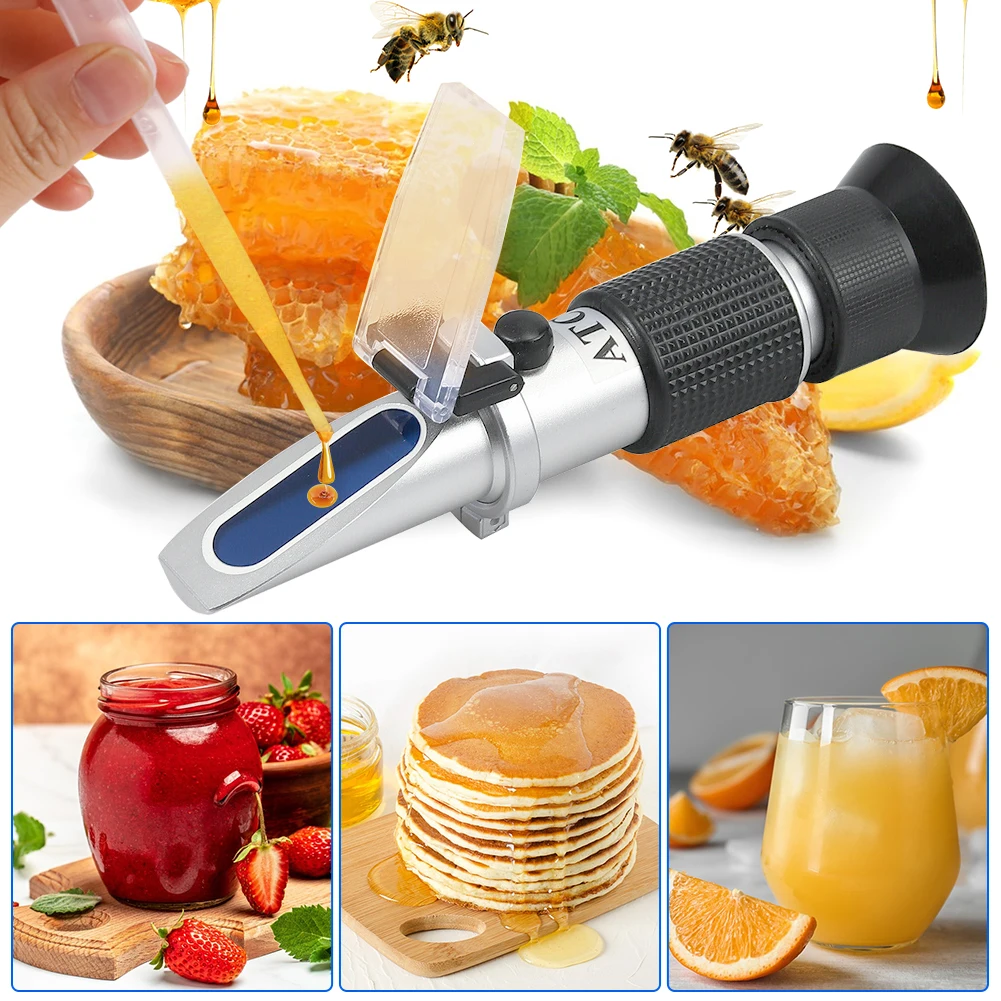 Professional Honey Refractometer 58-90% Brix 38-43° Baume 12-27% Juice Sugar Concentration Meter Tester Beekeeping Tool with ATC