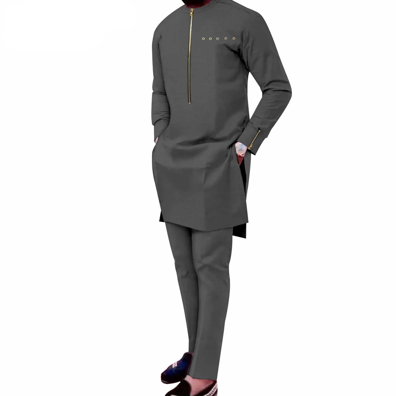 The New 2024 Stylish Casual African Ethnic Men\'s Two-piece Suit Clothes for Men Mens Clothes Moletom Masculino