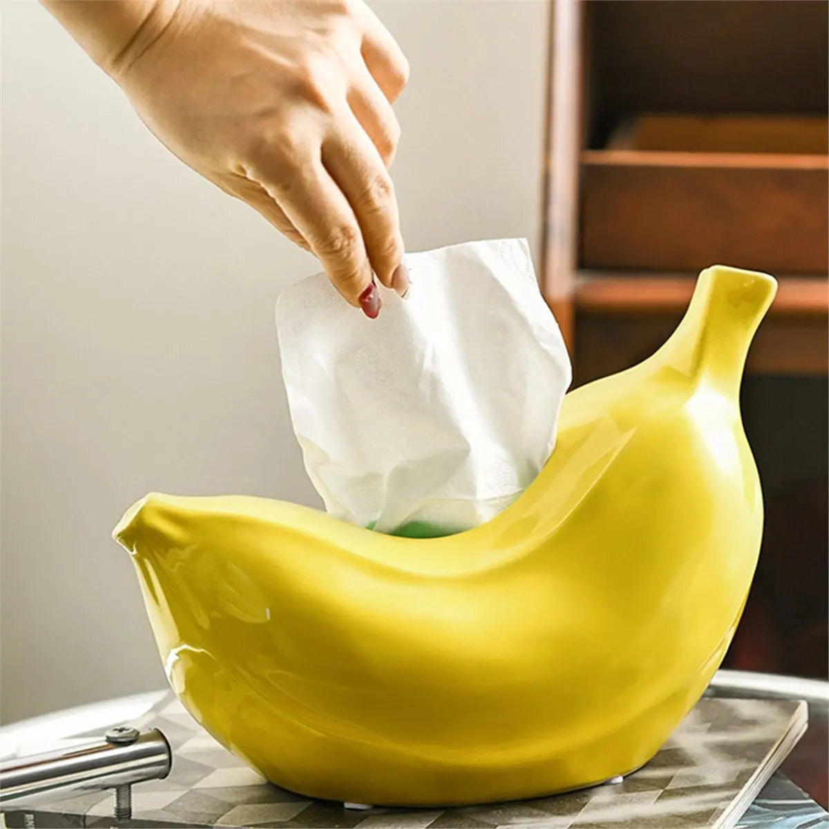 2026 Trend  Banana Tissue Box Storage Household Living Room Coffee Table Dining Table Bedroom Ceramic Decoration Paper Box
