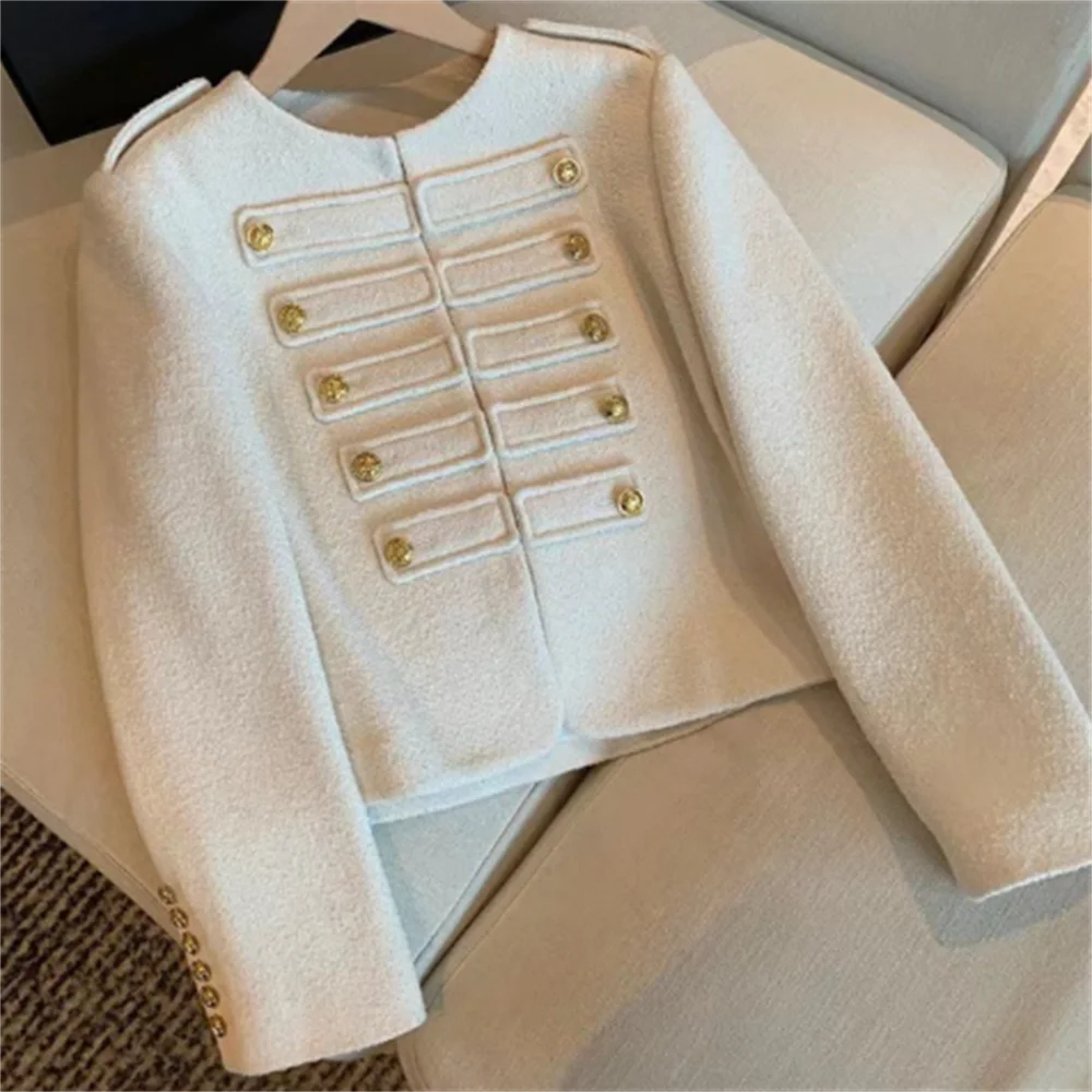 

Cavaliers exquisite gold button coat women's 2023 new woolen jacket