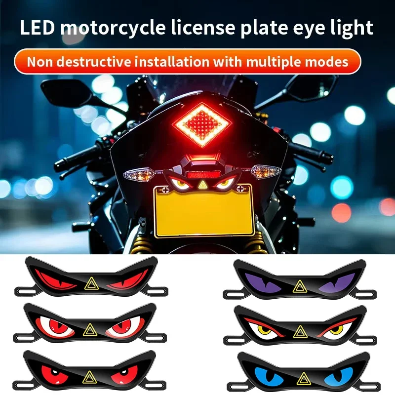 Lampe décorative LED pour moto, type « Demon Eye », éclairage de plaque d'immatriculation, étanche, lumineuse, lampe d'avertissement, clignotement dynamique