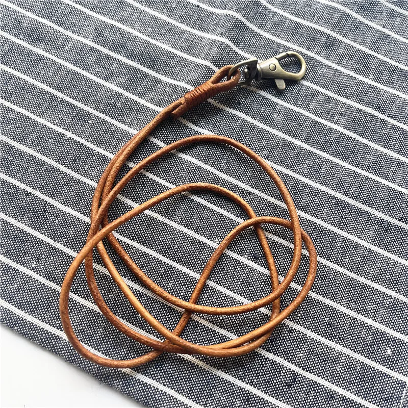 1PCS Genuine Leather Lanyard Neck Strap For Mobile Phone Bag Keys ID Credit Work Card Holder Keychain Neckline DIY Necklace