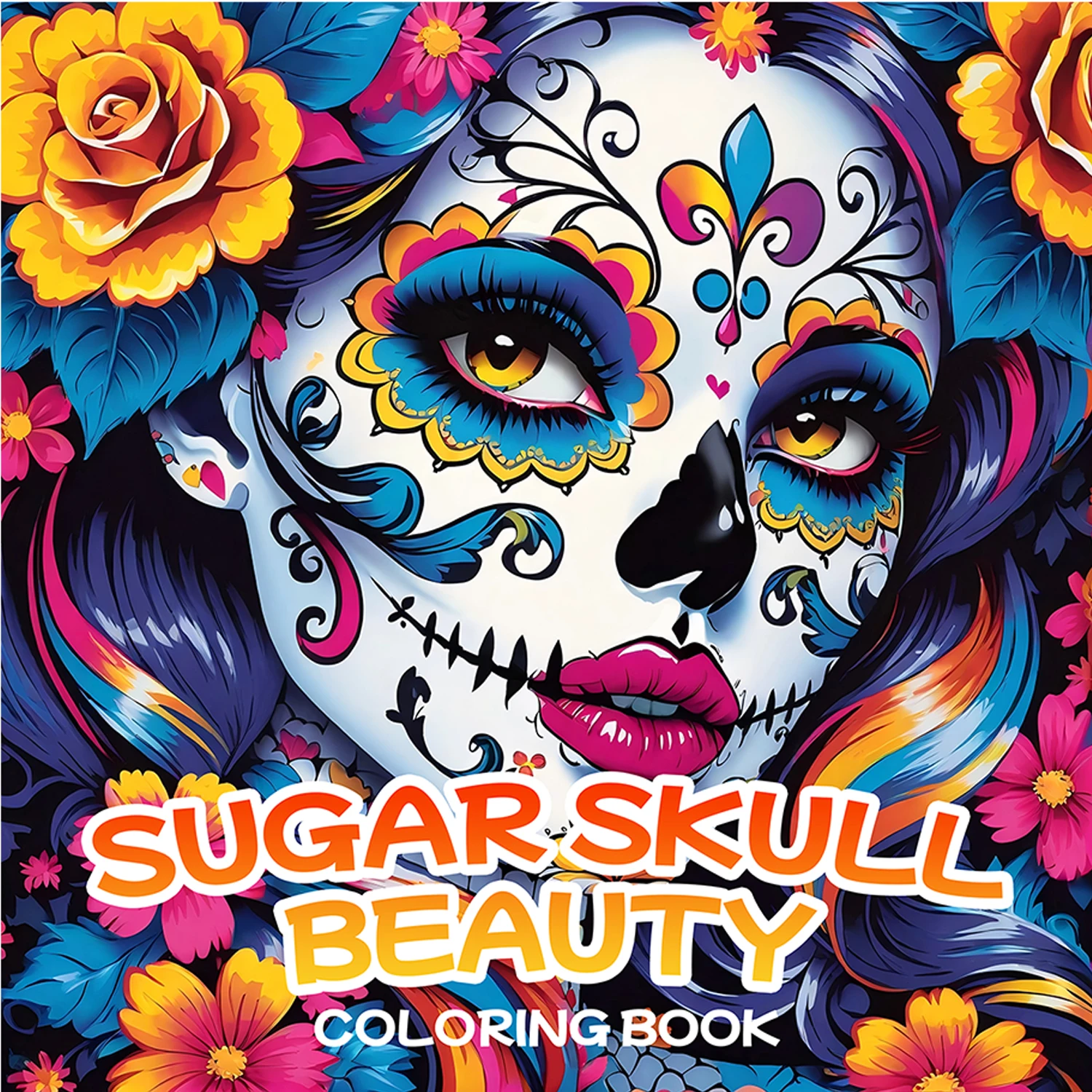 SUGAR SKULL BEAUTY Coloring Book For Adults And Teen Featuring Bold Easy Patterns for Relaxation DIY Painting & Drawing Activity