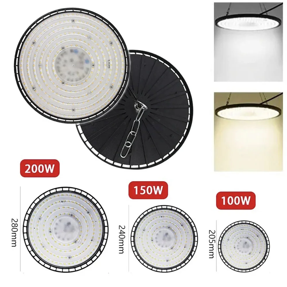 

Nice High Bay Lights 100/150/200W 220V Super Bright UFO LED Waterproof Commercial Market Warehouse Garage Industrial Lighting