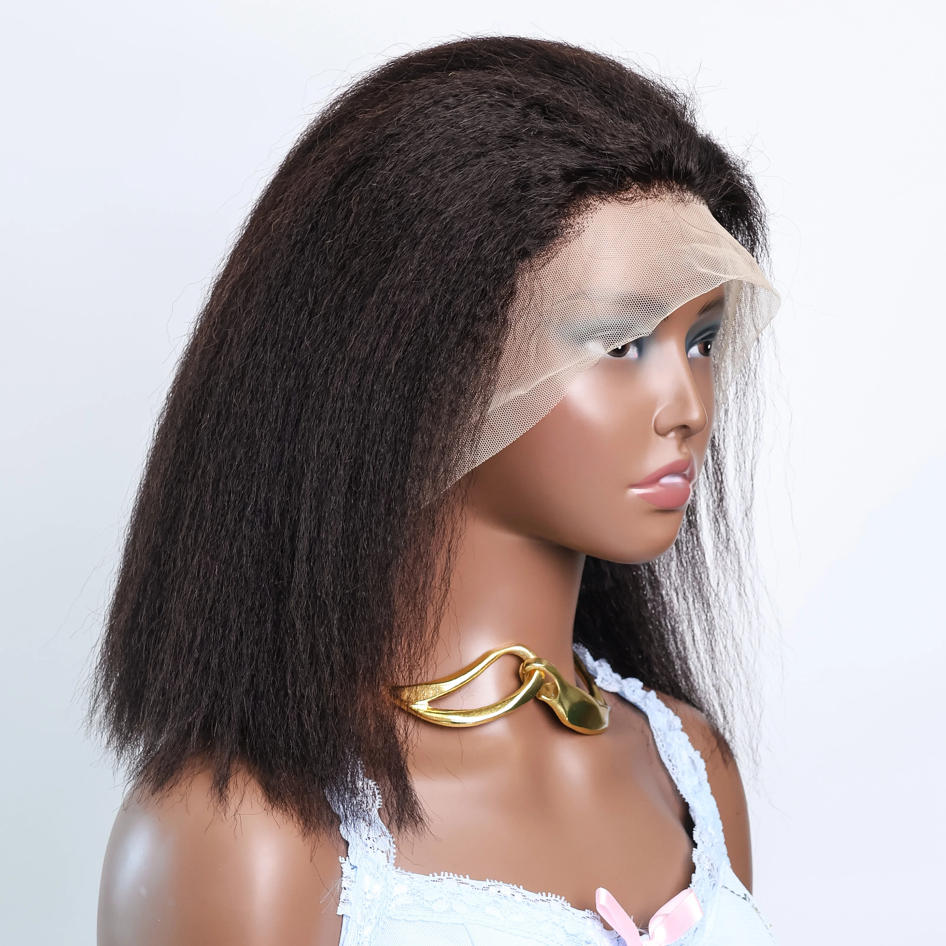 Yaki Straight 13x4 HD Lace Front Human Hair Wigs Kinky Straight Lace Frontal Wig 100% Human Hair 4C Edges Curly Human Hair Wigs - Image 2