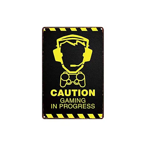 metal tin sign Caution Game in Progress Sign Bar Cafe Garage Wall Decor Retro Vintage 7.87 X 11.8 inch