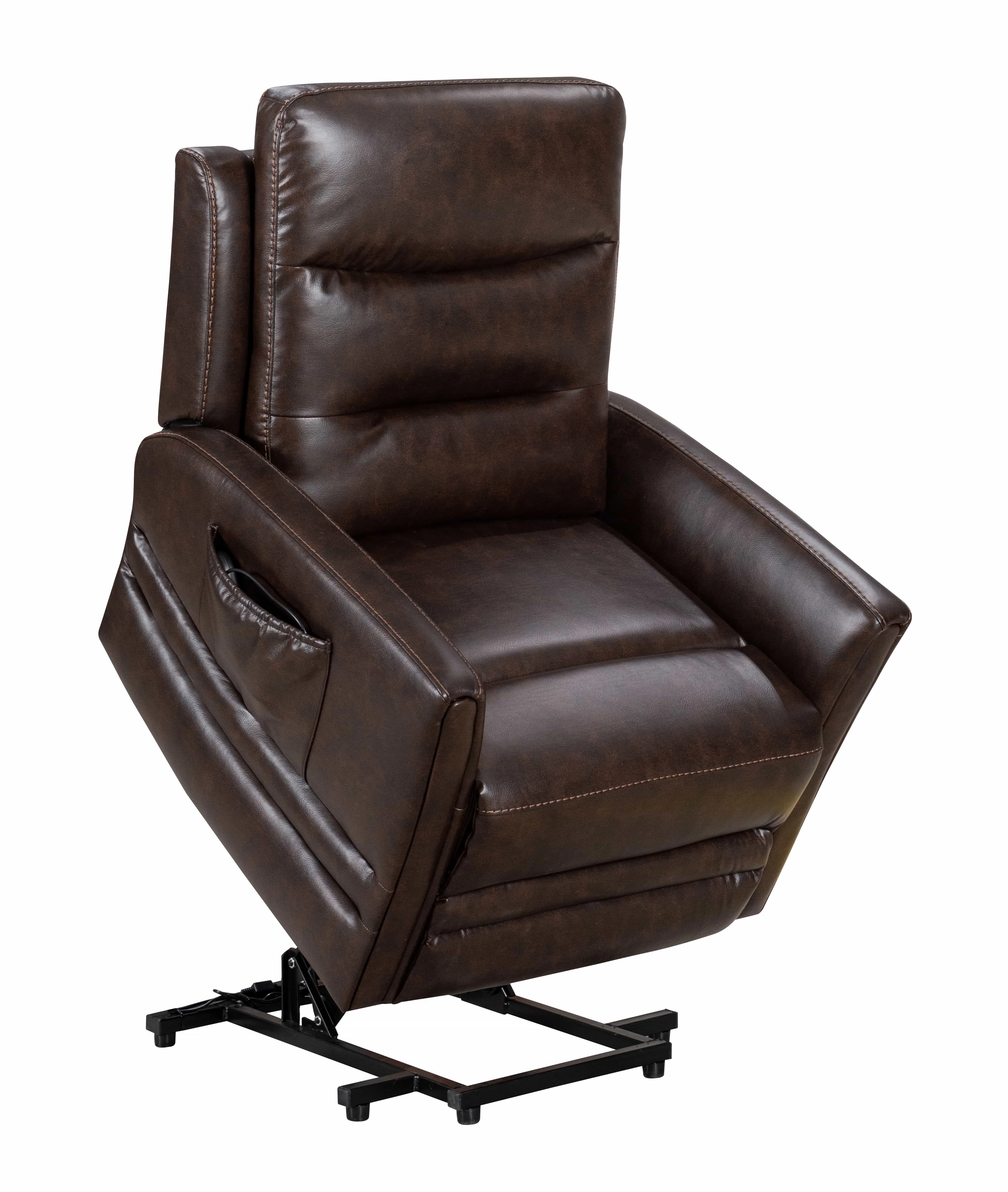 أريكة كرسي بإطار خشبي على الطراز الحديث مع تنجيد من الجلد الطبيعي بلون مخصص لاستخدام غرفة المعيشة لكبار السن #2