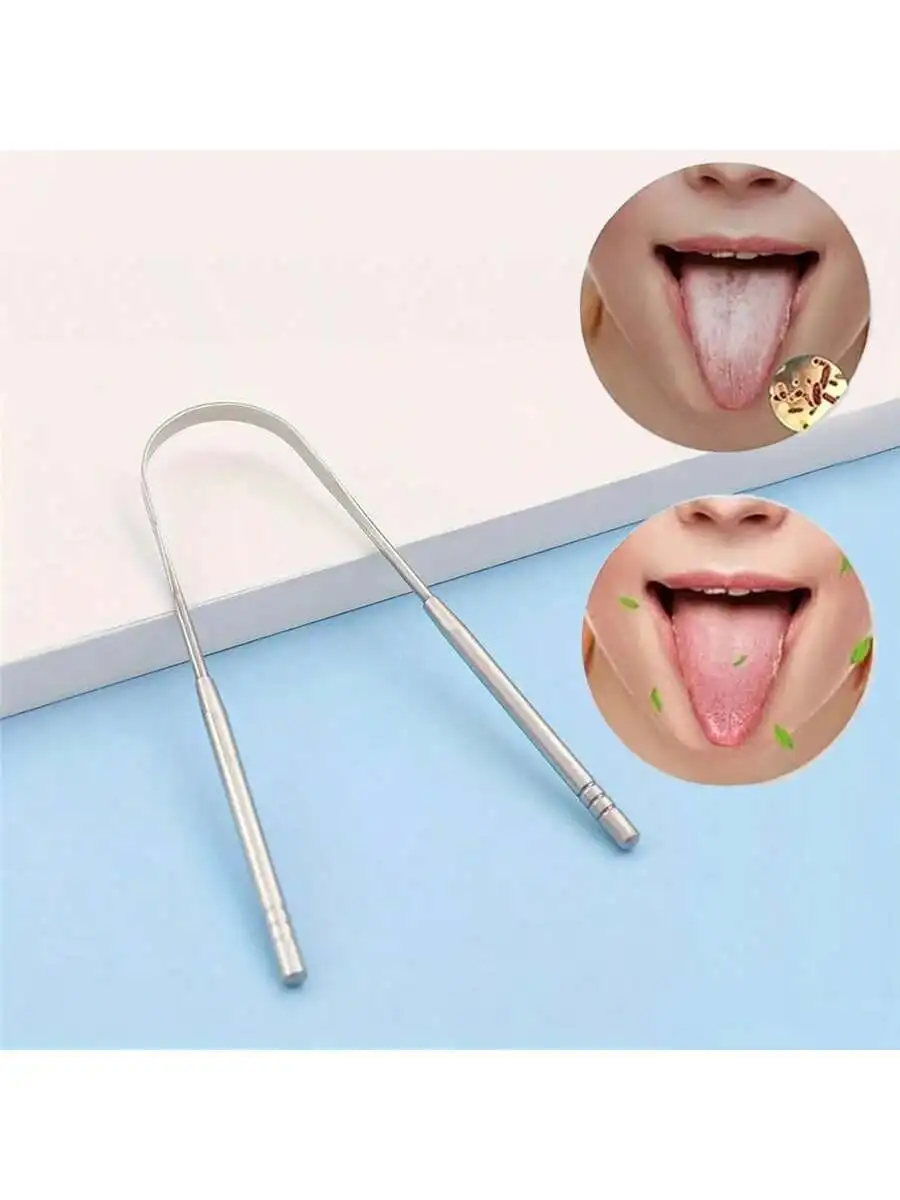 Stainless Steel Tongue Scraper, Tongue Cleaner for Oral Care, Tongue Coating Remover, Fresh Breath Tool for Adults