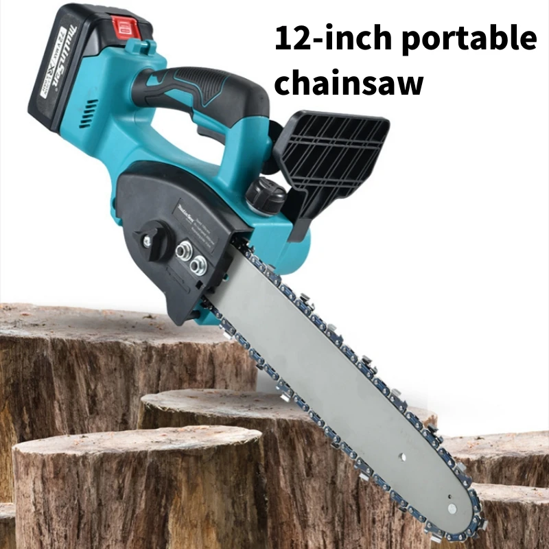 

21V 12 Inch Brushless Electric Chainsaw Cordless Rechargeable Woodworking Garden Pruning Saw Power Tool For Makita 18v Battery