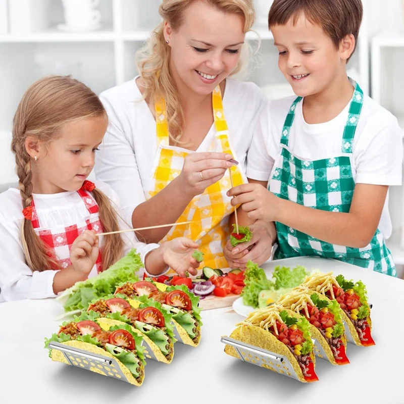 Uchwyt na Taco stojak, 4-pakowy stojak na stojak ze stali nierdzewnej z uchwytami, taca do Taco mieści do 3 Tacos, stojaki na Taco