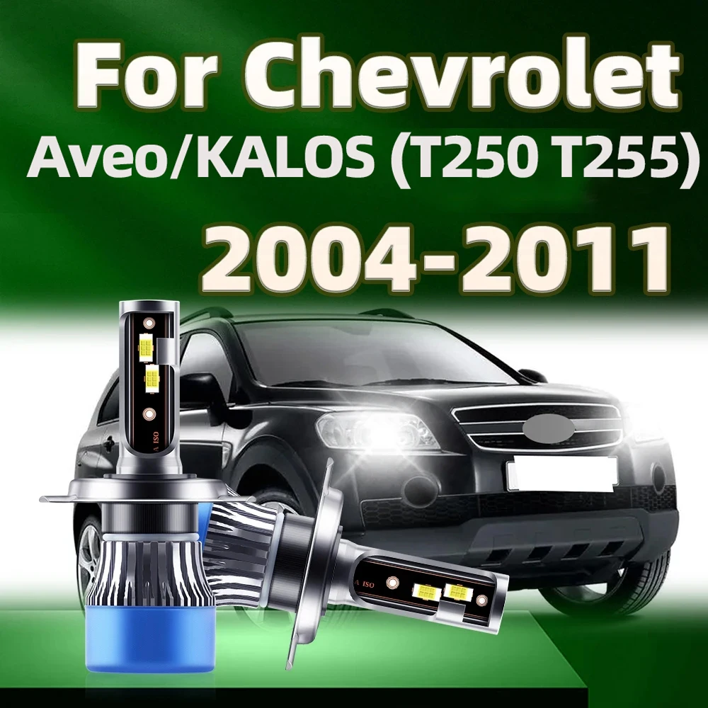 2Pcs LED Headlight H4 Bulbs 30000Lm Car Lamp 6000K White For Chevrolet Aveo KALOS T250 2004 2005 2006 2007 2008 2009 2010 2011