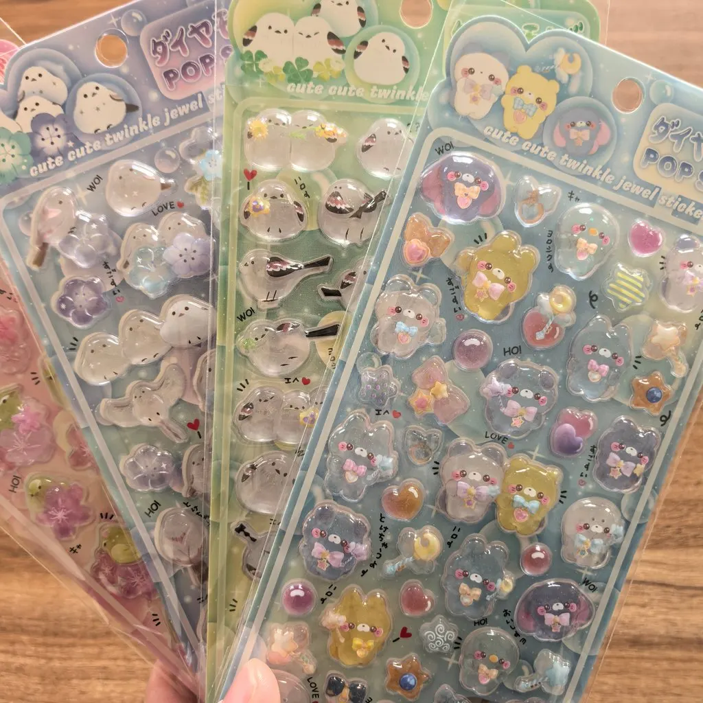 4 Pcs/Set Shiny Crystal Decorative Stickers - Cute Animal & Flower Embellishments for Journal DIY & Phone CaseAnimeWorlds Store