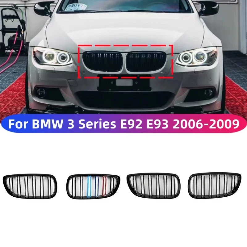 

2Pcs Car Styling Gloss Black Front Bumper Kidney Double Slat Grille For BMW E92 E93 M3 2006-2009 Racing Grilles Car Replacement