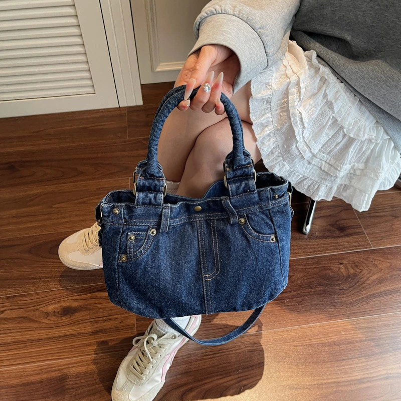 Bolsos cruzados de costura con cremallera vaquera, bolsos simples de gran capacidad para mujer, a la venta, 2025, nuevos bolsos de moda de alta calidad para mujer