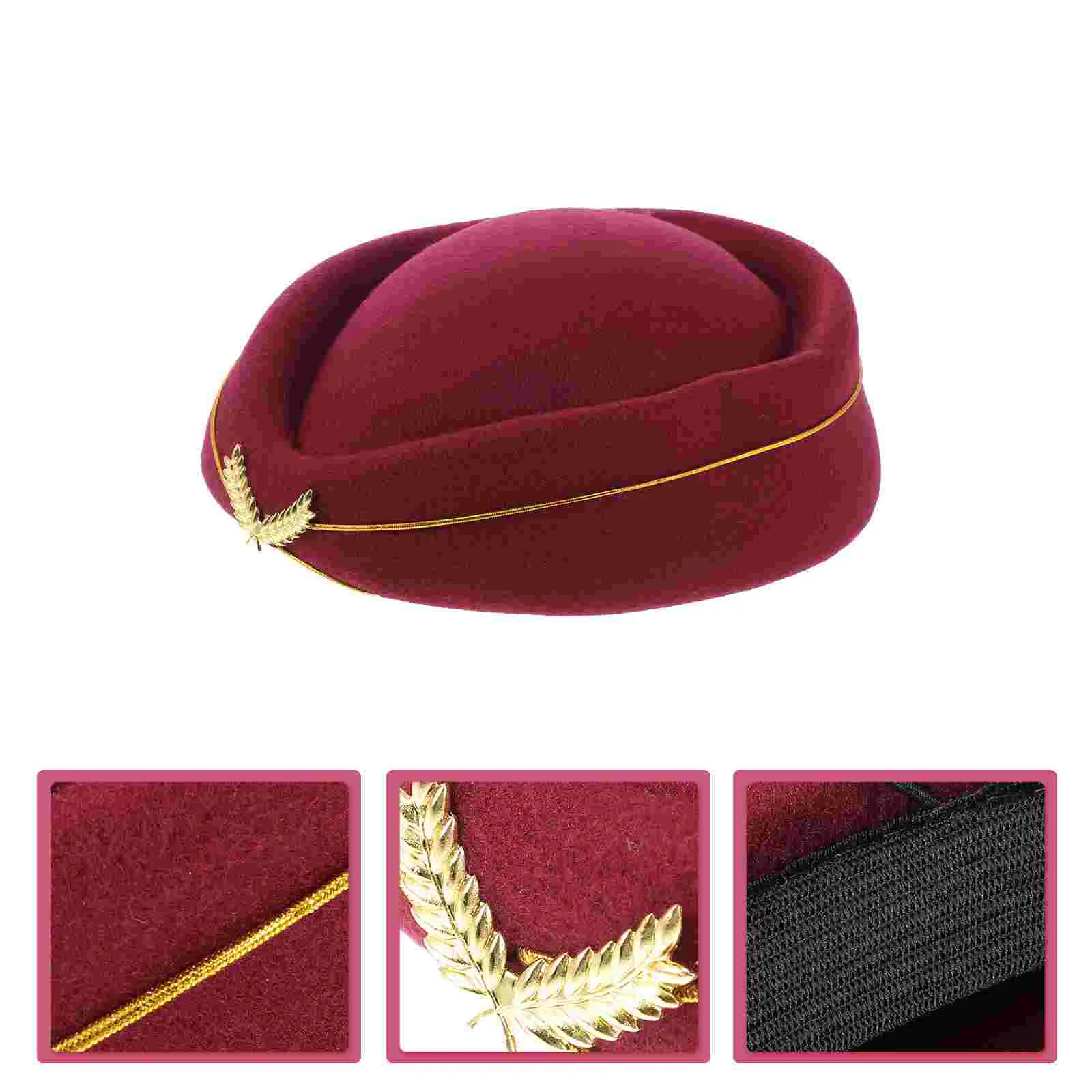 Airplane Accessories Flight Attendant Hats for Women Stewardess Costume Felt Wallet Hostess Cap Essentials Miss