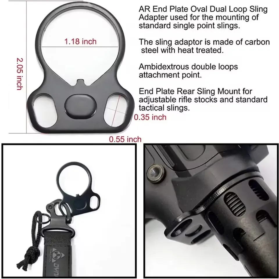 Tactical Rifle End Plate Sling Adapter Dual Loop Ambidexter One Single Point Sling Mount Voor AR-15 M4 Jachtgeweer Accessoires