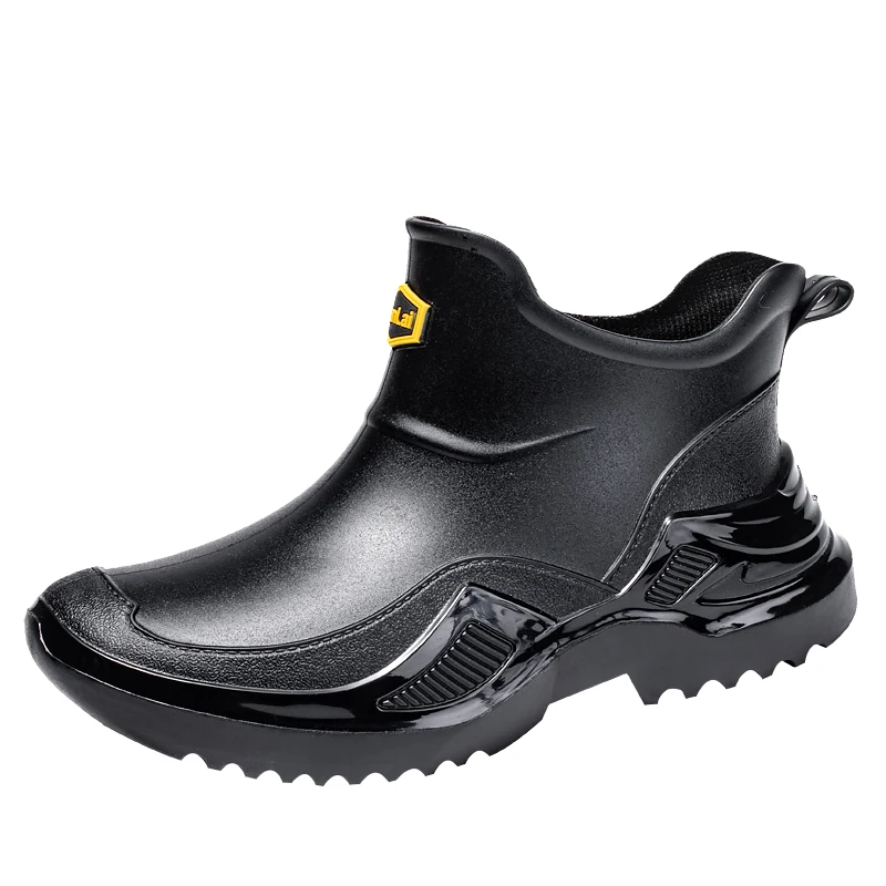Fashionable short rain boots for men and women, autumn and winter, lined for warmth, rubber shoes, anti-slip and waterproof, kit view 6