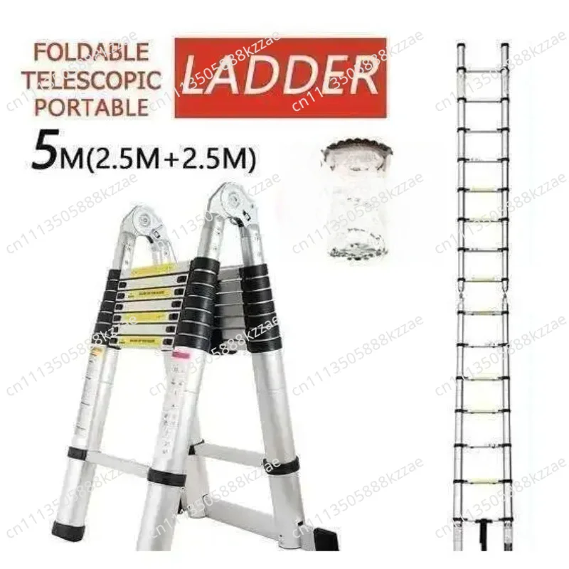 5M Foldable Ladders Stable telescopic ladder Multi Purpose Industrial Herringbone Straight Ladder step New