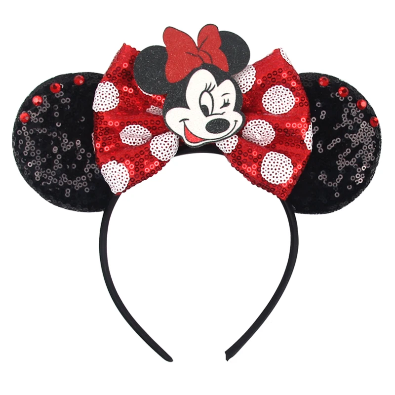 Disney Black Mouse Ears Headband For Girls 5"Bow Party Hairband Festival DIY Hair Accessories Femme