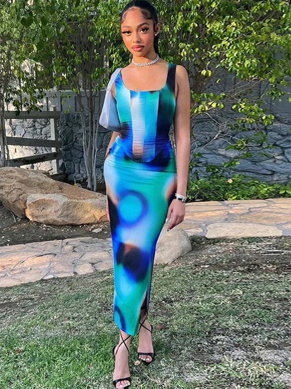 Classic new sex double shoulder sling tight sexy evening gown Ladies PROM Party Dress Blue toga Cocktail sequin dress