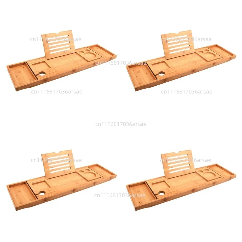 Bamboo Bathtub Tray Retractable Multifunctional Bath Shelf  Phone Tablet Holder Bathroom Storage Rack